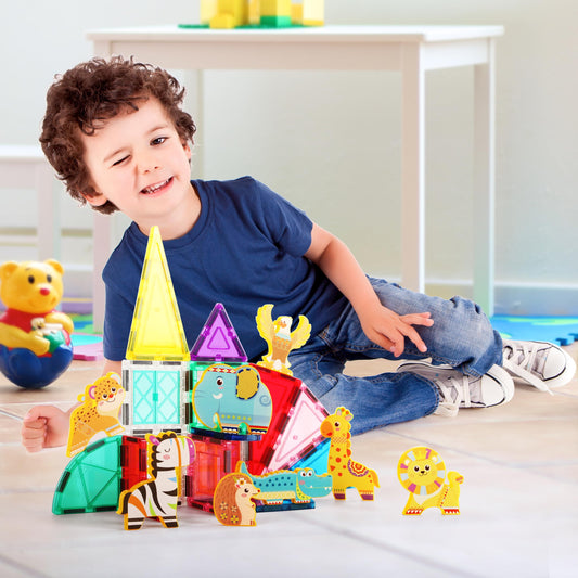 PicassoTiles safari giraffe magnet figure enhancing stacking and storytelling