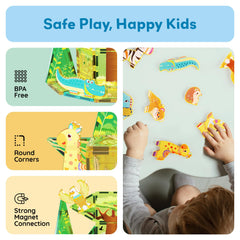 PicassoTiles safari leopard magnet figure fostering pattern recognition and fine motor control
