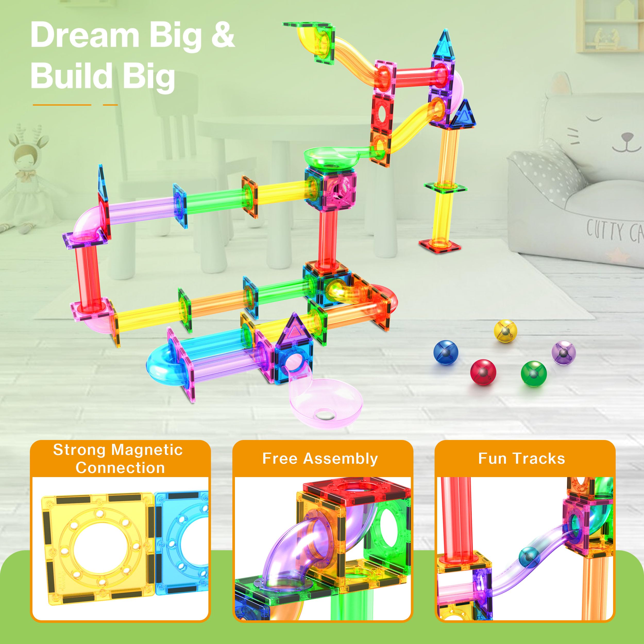 PicassoTiles safe BPA-free ABS plastic ensures long-lasting, child-friendly construction.