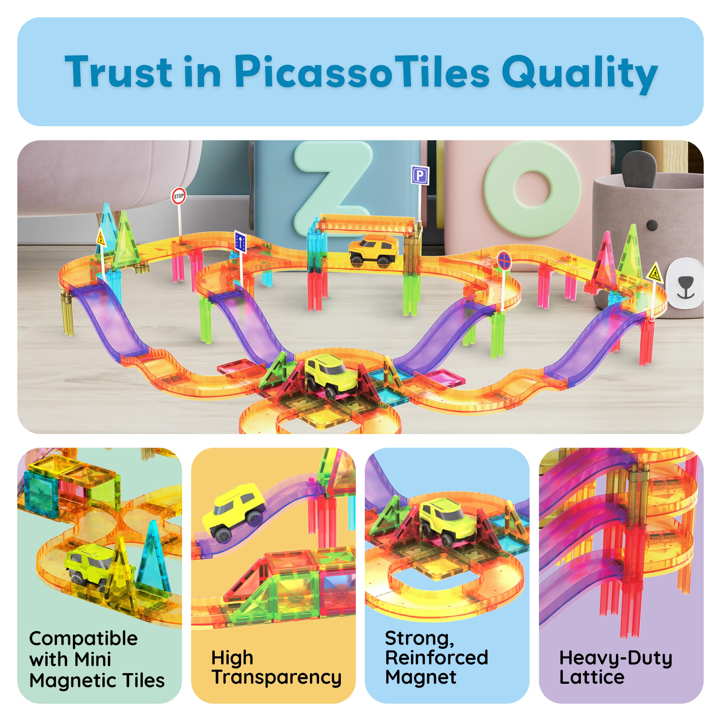 PicassoTiles BPA-free ABS plastic ensures safe, durable play.