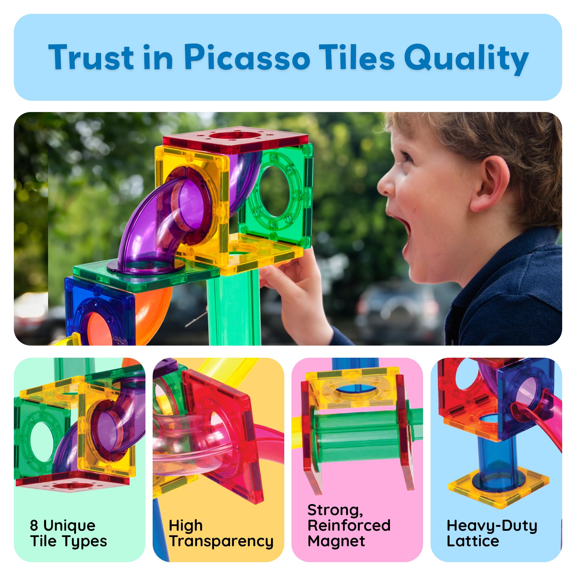 PicassoTiles safe BPA-free materials ensure durable, worry-free play