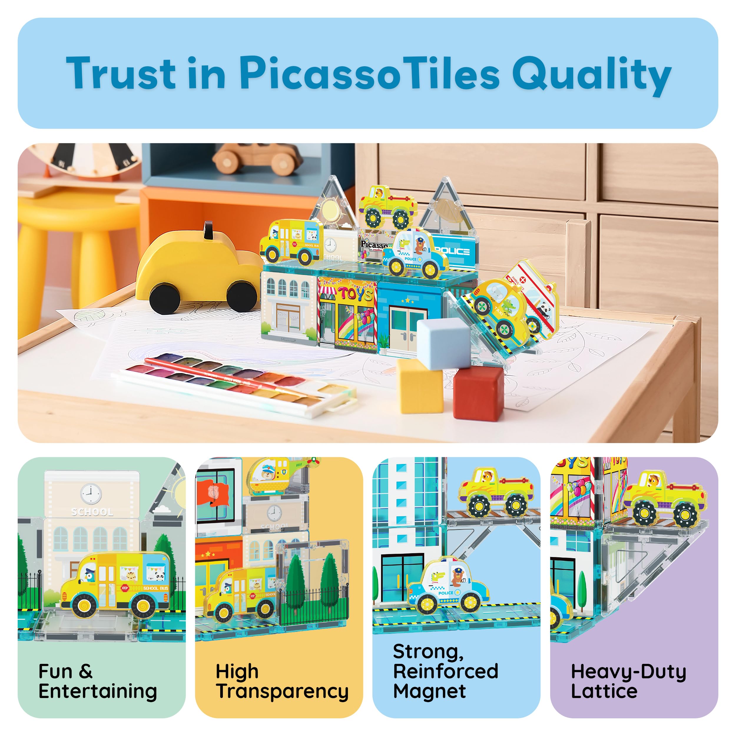 PicassoTiles BPA-free and non-toxic safety for kids' playtime.