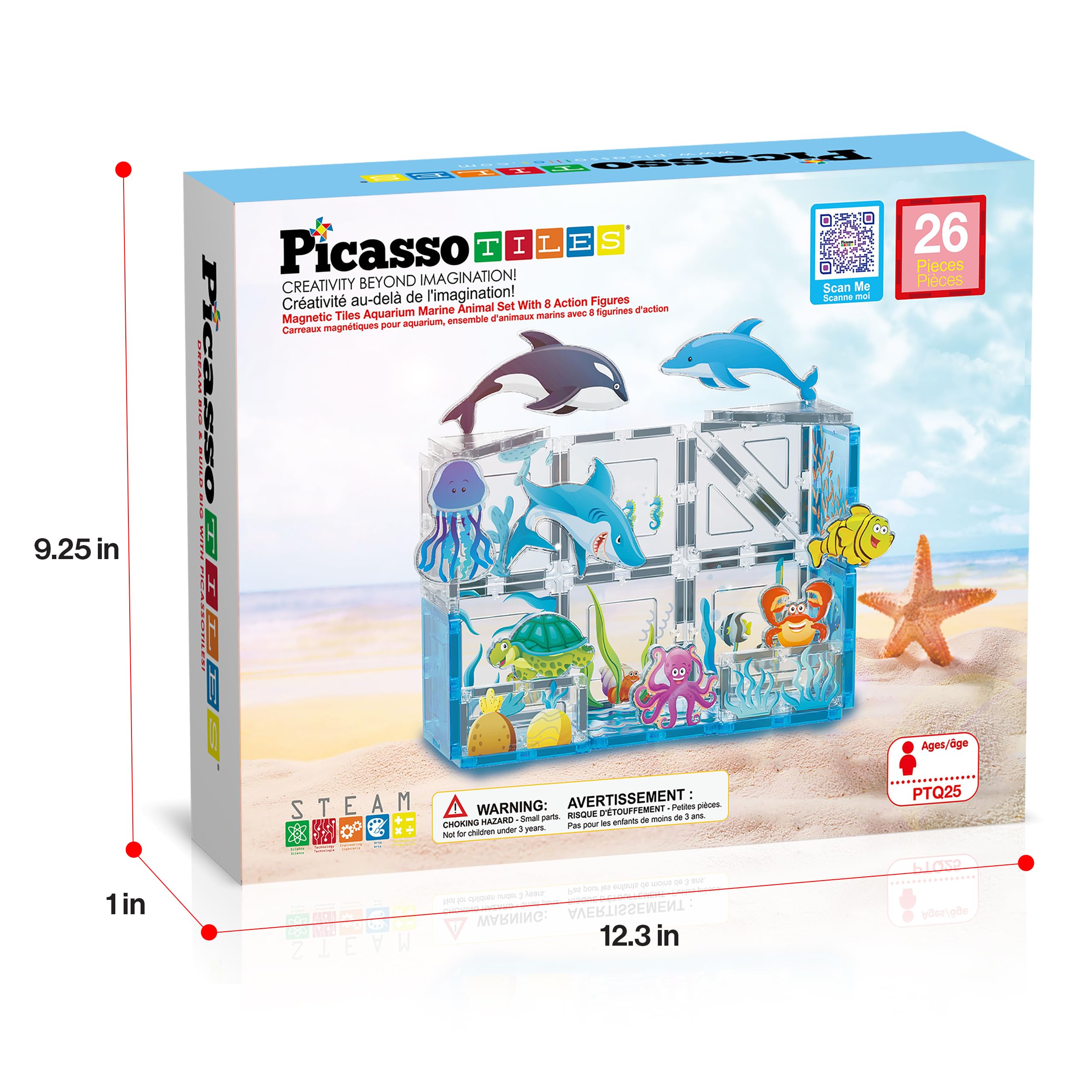 PicassoTiles sea turtle figure guiding calm underwater builds