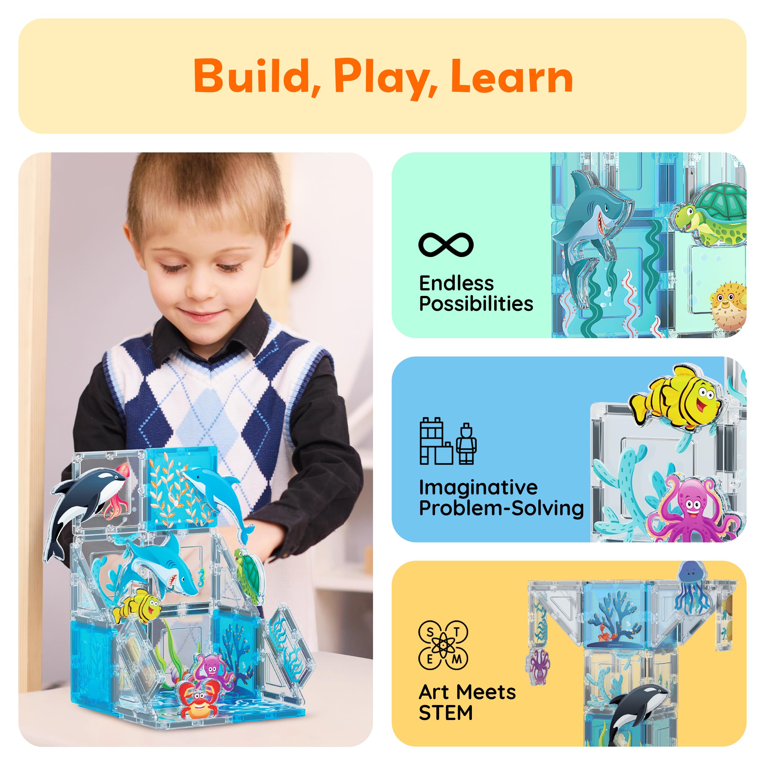 PicassoTiles shark figure as a marine character for scenes