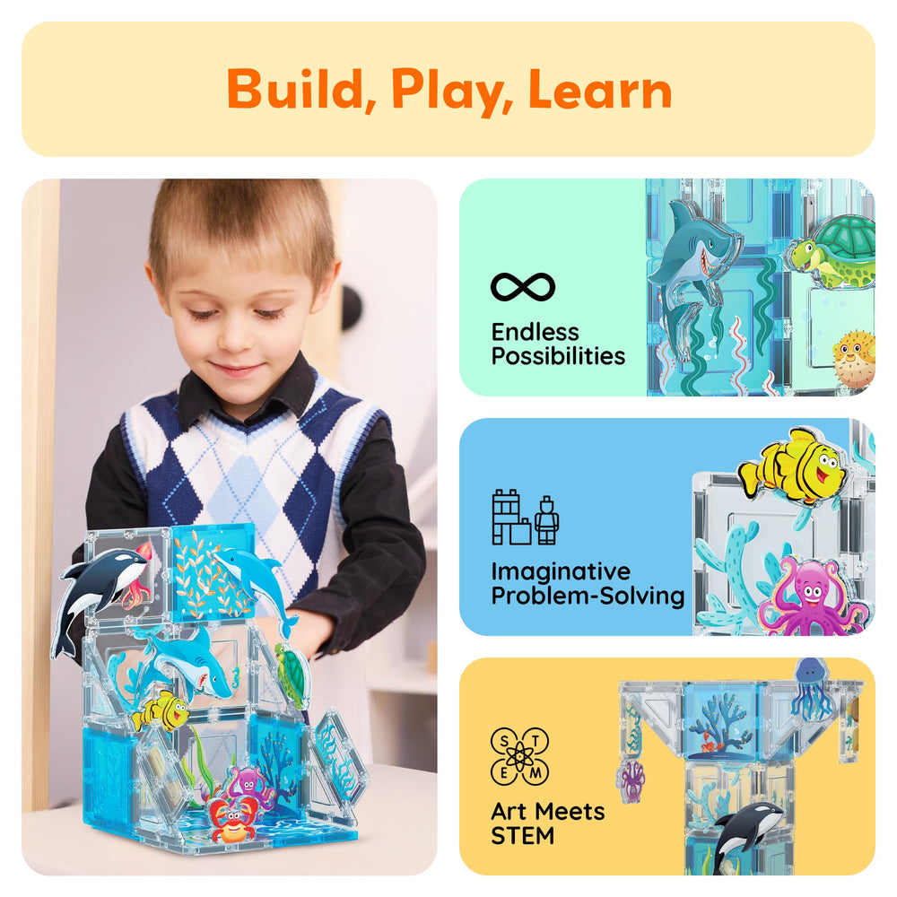 PicassoTiles shark figure as a marine character for scenes