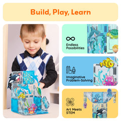 PicassoTiles shark figure as a marine character for scenes