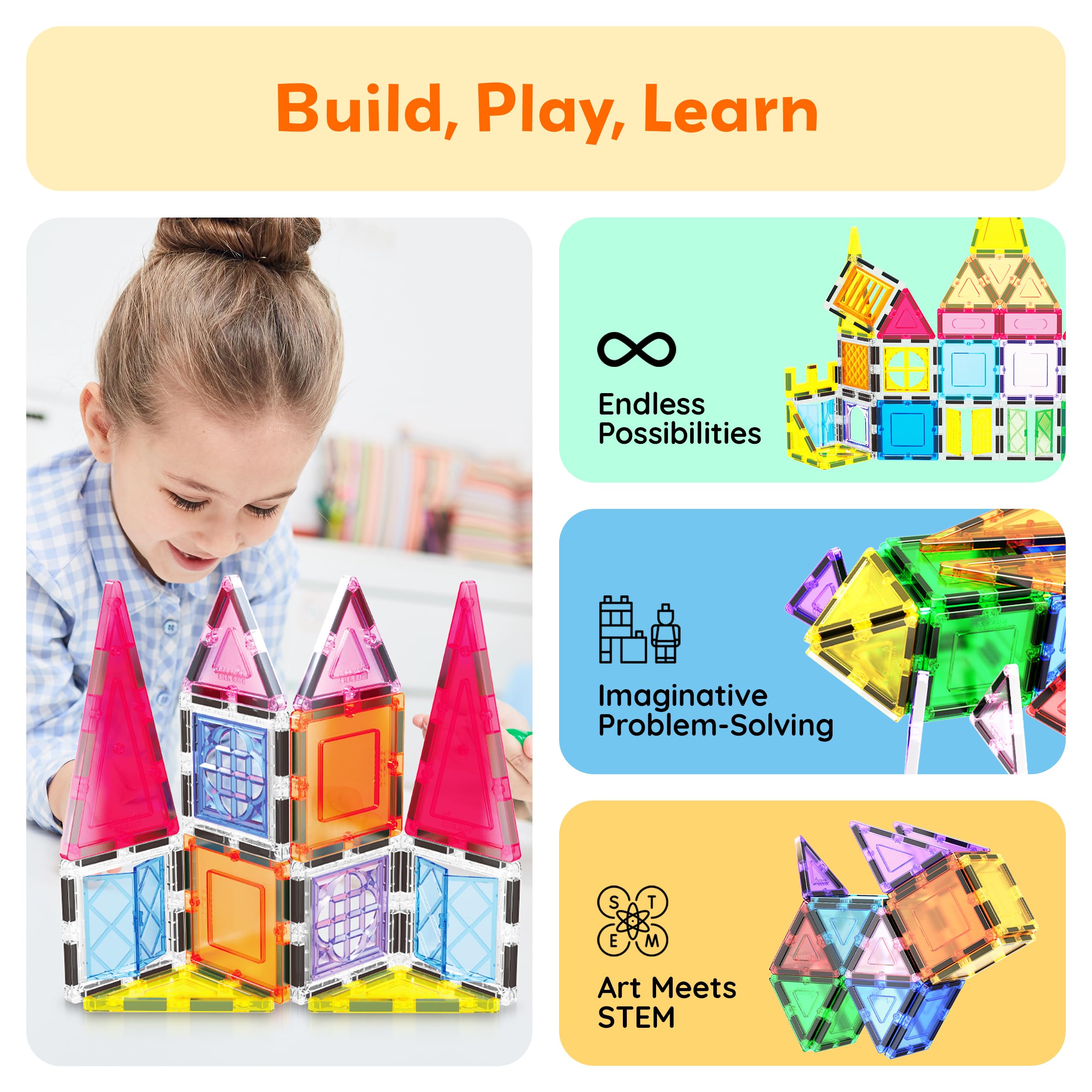PicassoTiles squares tiles support sturdy, expandable building options.