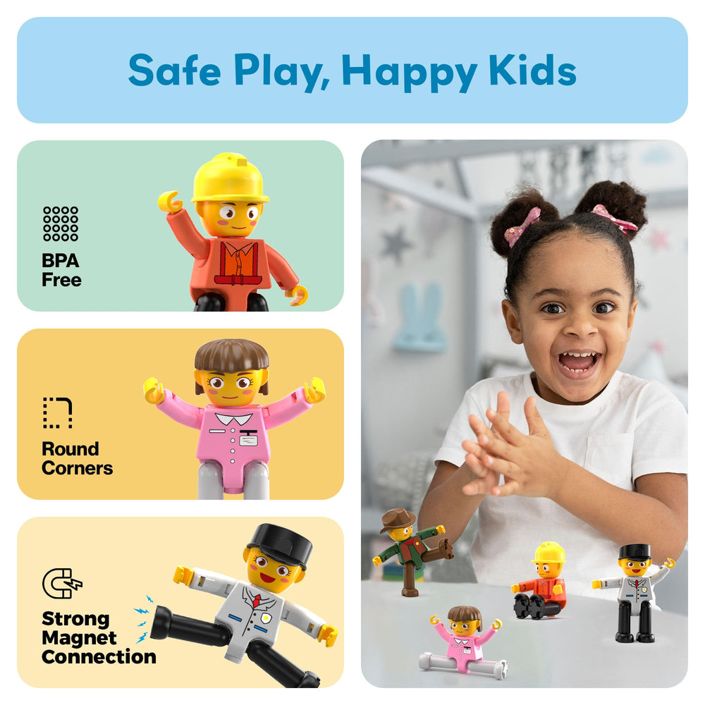 PicassoTiles stackable tiles playboard enhances construction play and problem solving.