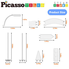 PicassoTiles sticker set for track adds colorful lane markers and signs.