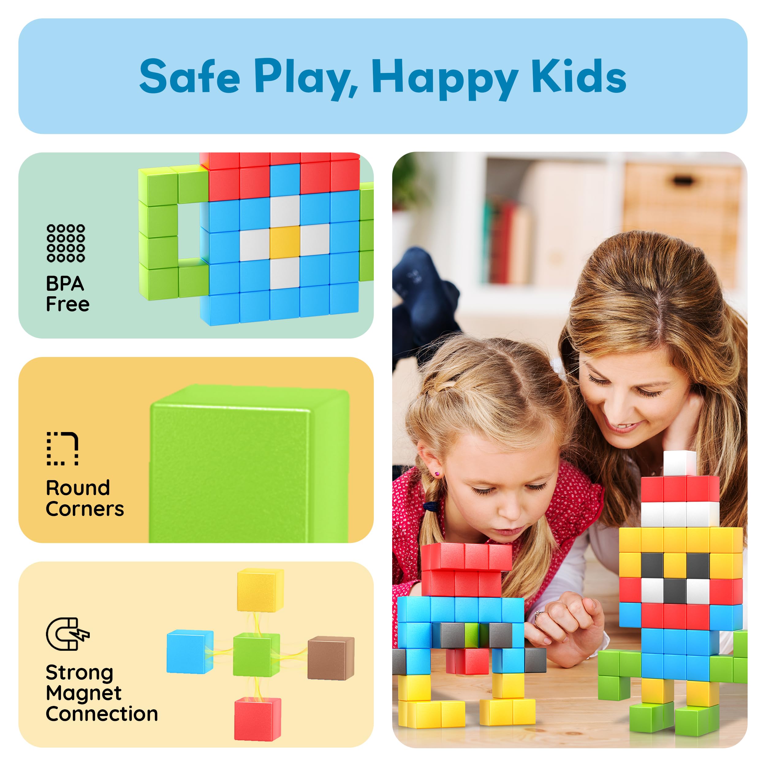 PicassoTiles storage box keeps parts organized for easy cleanup