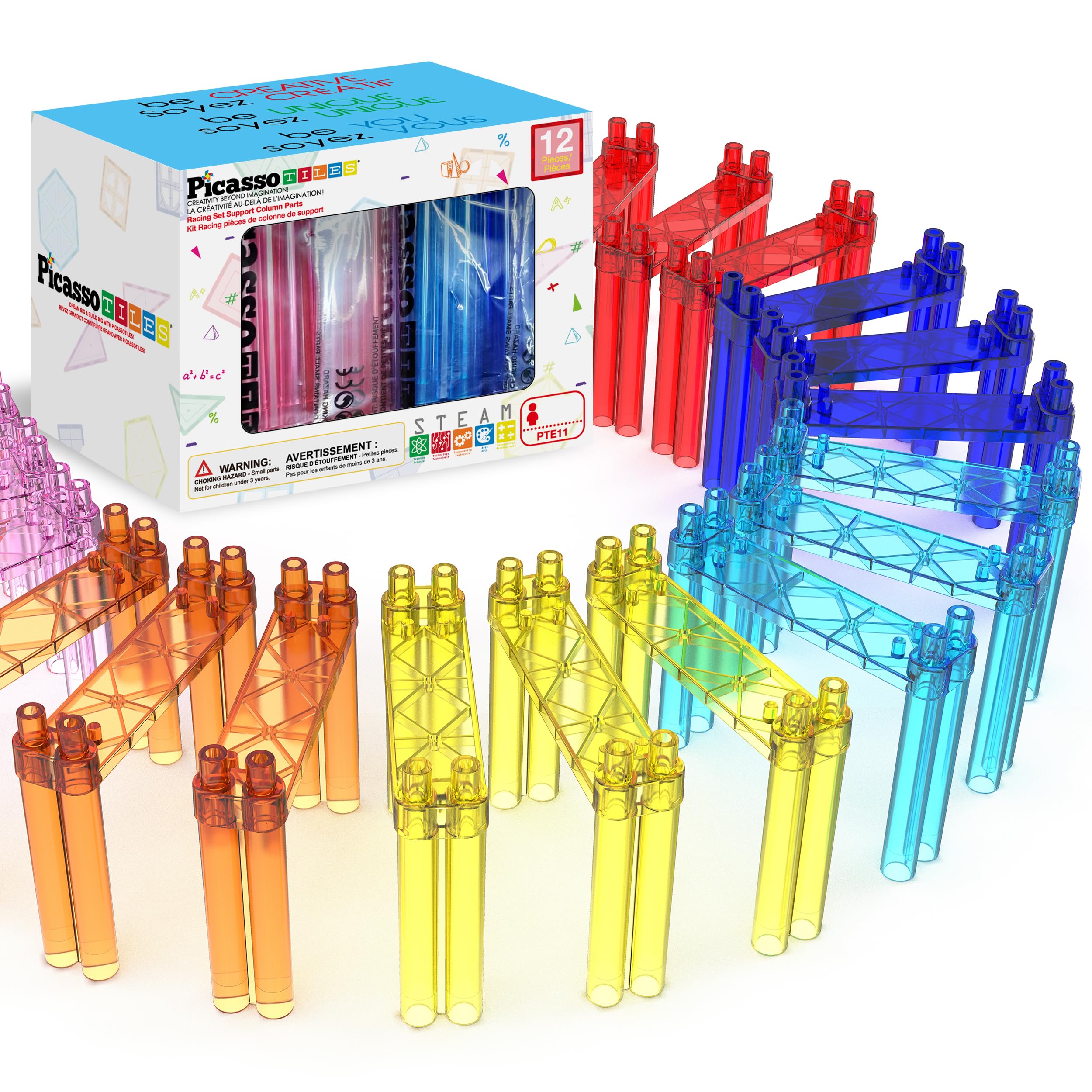 PicassoTiles support column expansion enables vertical builds for multi-level play.