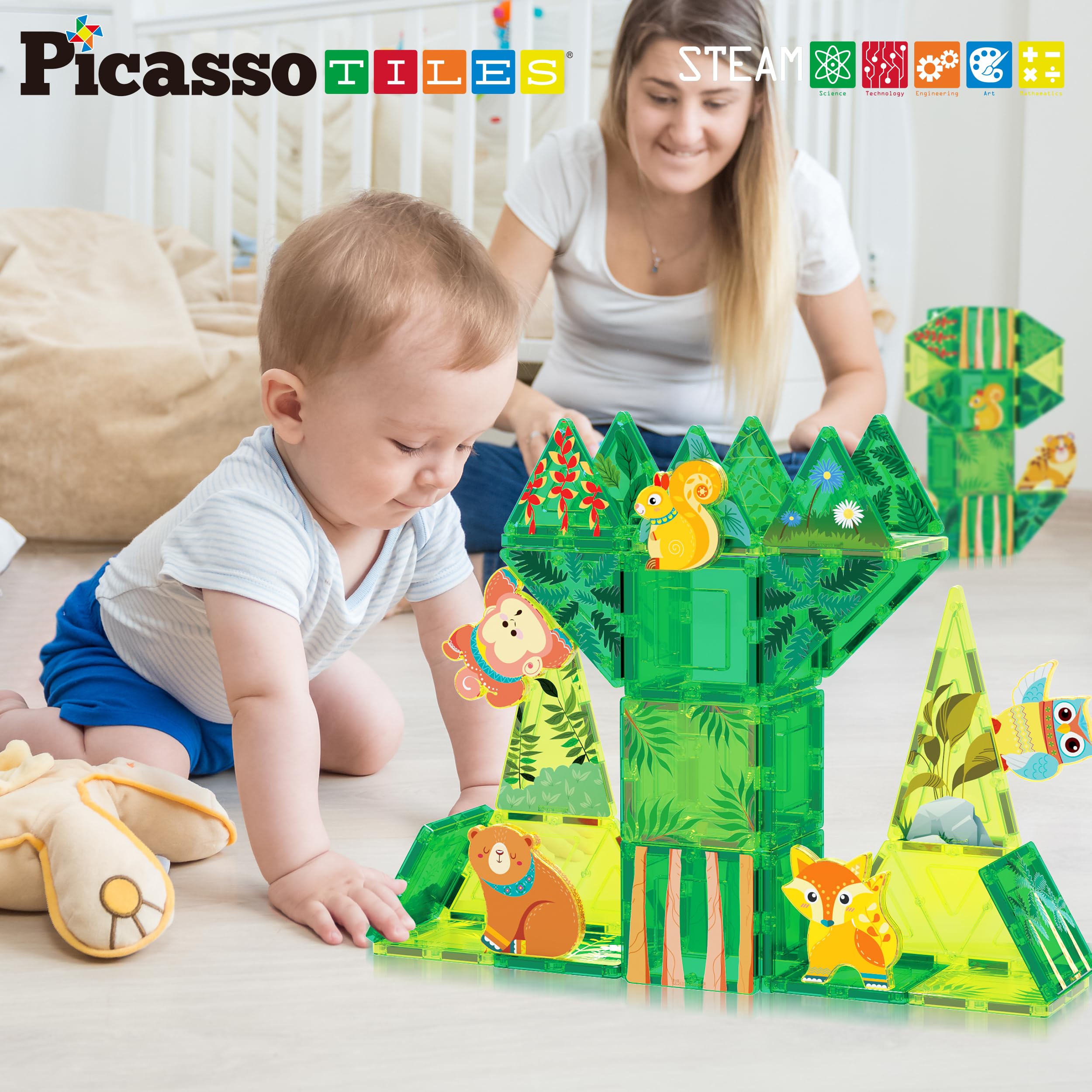 PicassoTiles tiger figure: bold piece for scene construction
