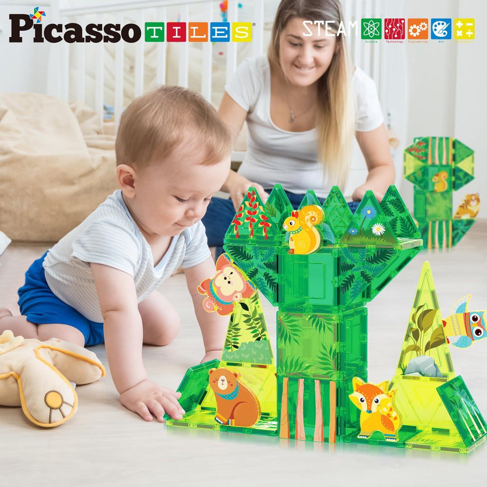 PicassoTiles tiger figure: bold piece for scene construction