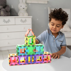 PicassoTiles tiles build space structures to encourage imagination and hands-on problem solving.