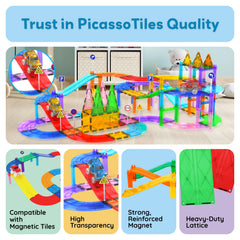 Toddler playtime with PicassoTiles emphasizing sensory exploration and early STEM engagement.