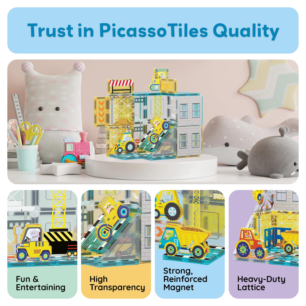 PicassoTiles tractor inviting open-ended layouts and collaborative play