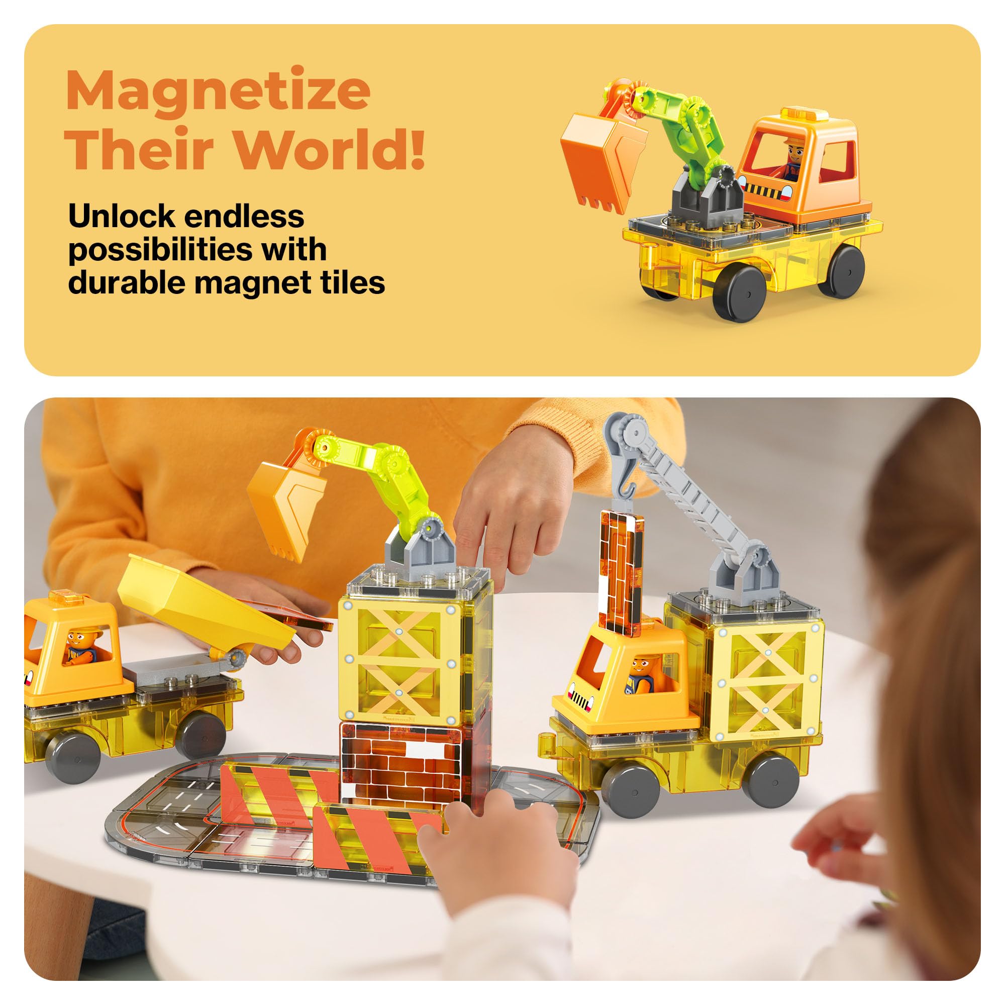 PicassoTiles two-car bases expand builds and connect to larger play scenes.