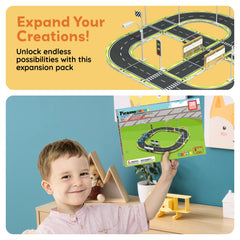PicassoTiles urban road setup invitations invite kids to plan routes and experiment with layouts.