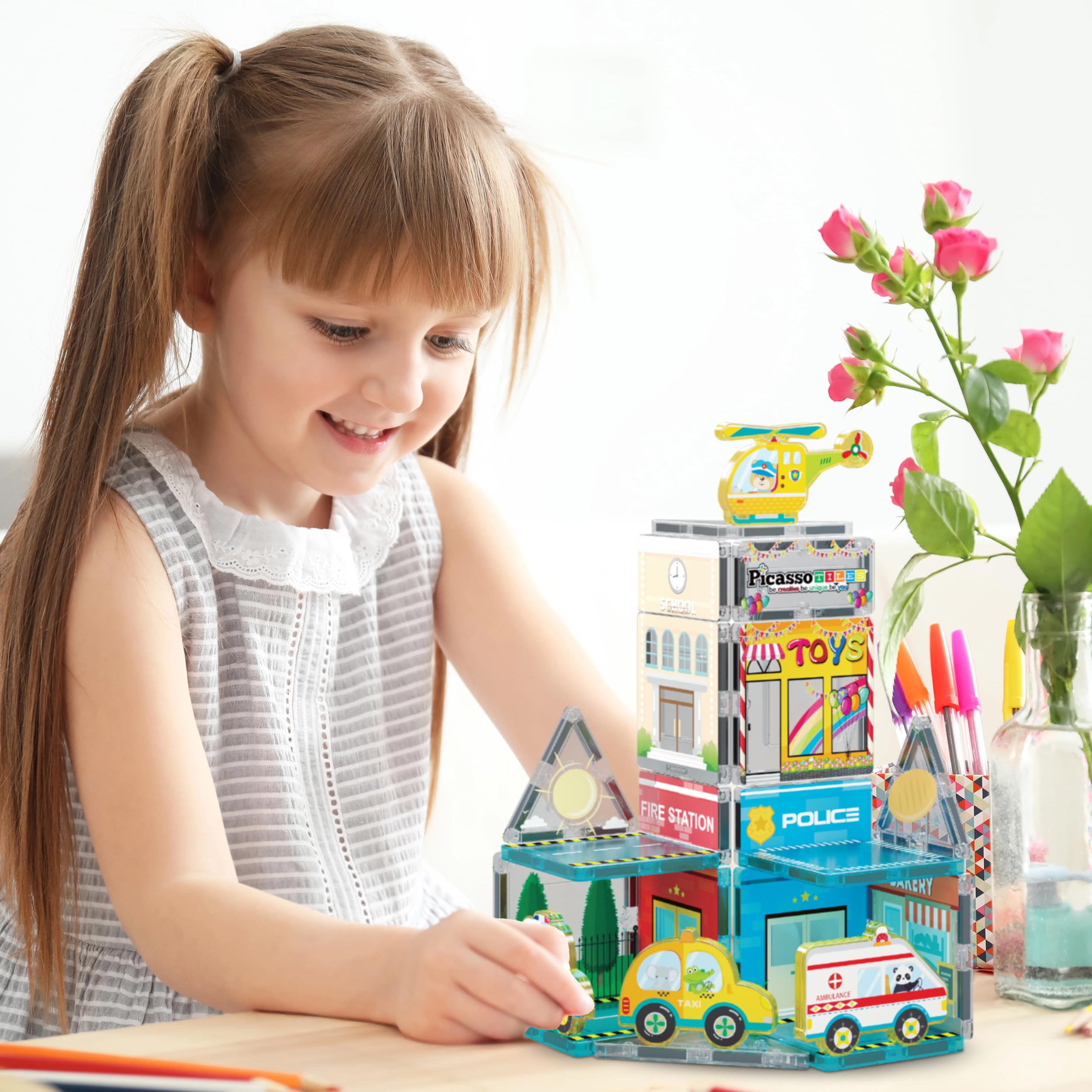 PicassoTiles vehicle figures for action-packed play moments.