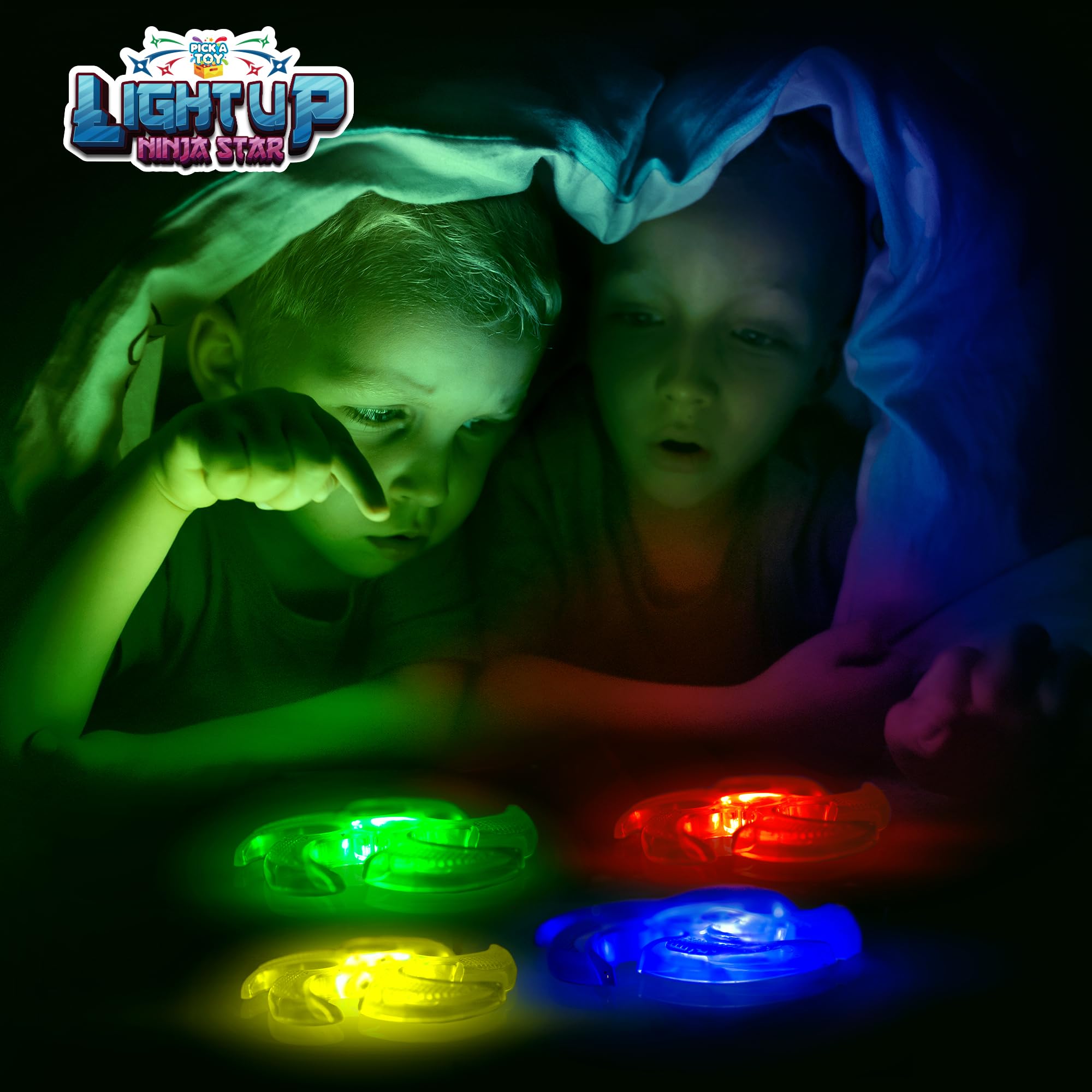 PICK A TOY blue ninja star flyer for colorful play and safe catches.
