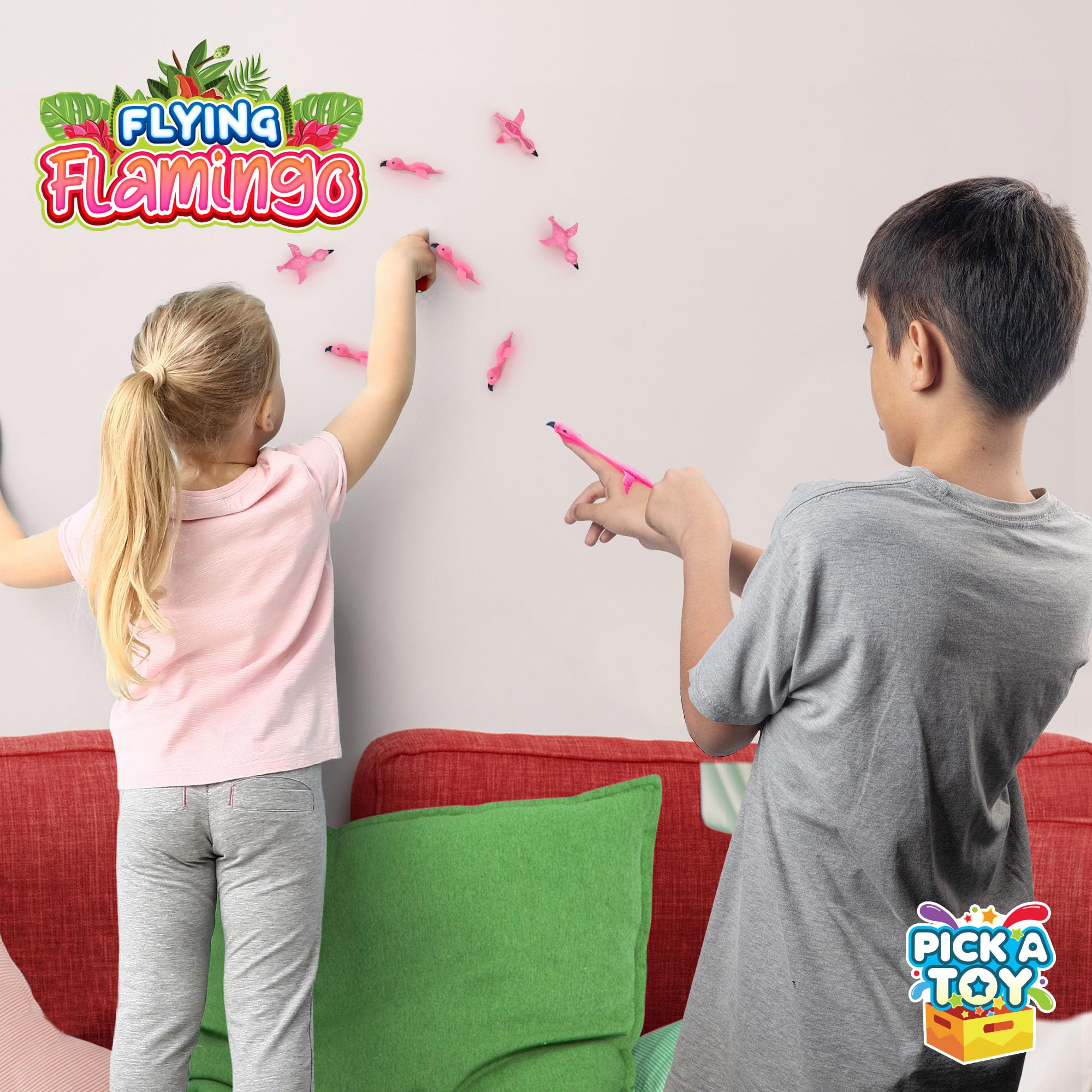 PICK A TOY Stretchy Flamingo reaching up to 15 inches for dynamic play