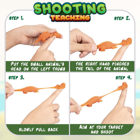Stretchy dinosaur in the set measuring 2.5 inches, extends to longer flights.