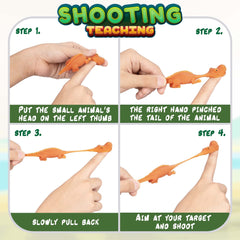 Stretchy dinosaur in the set measuring 2.5 inches, extends to longer flights.