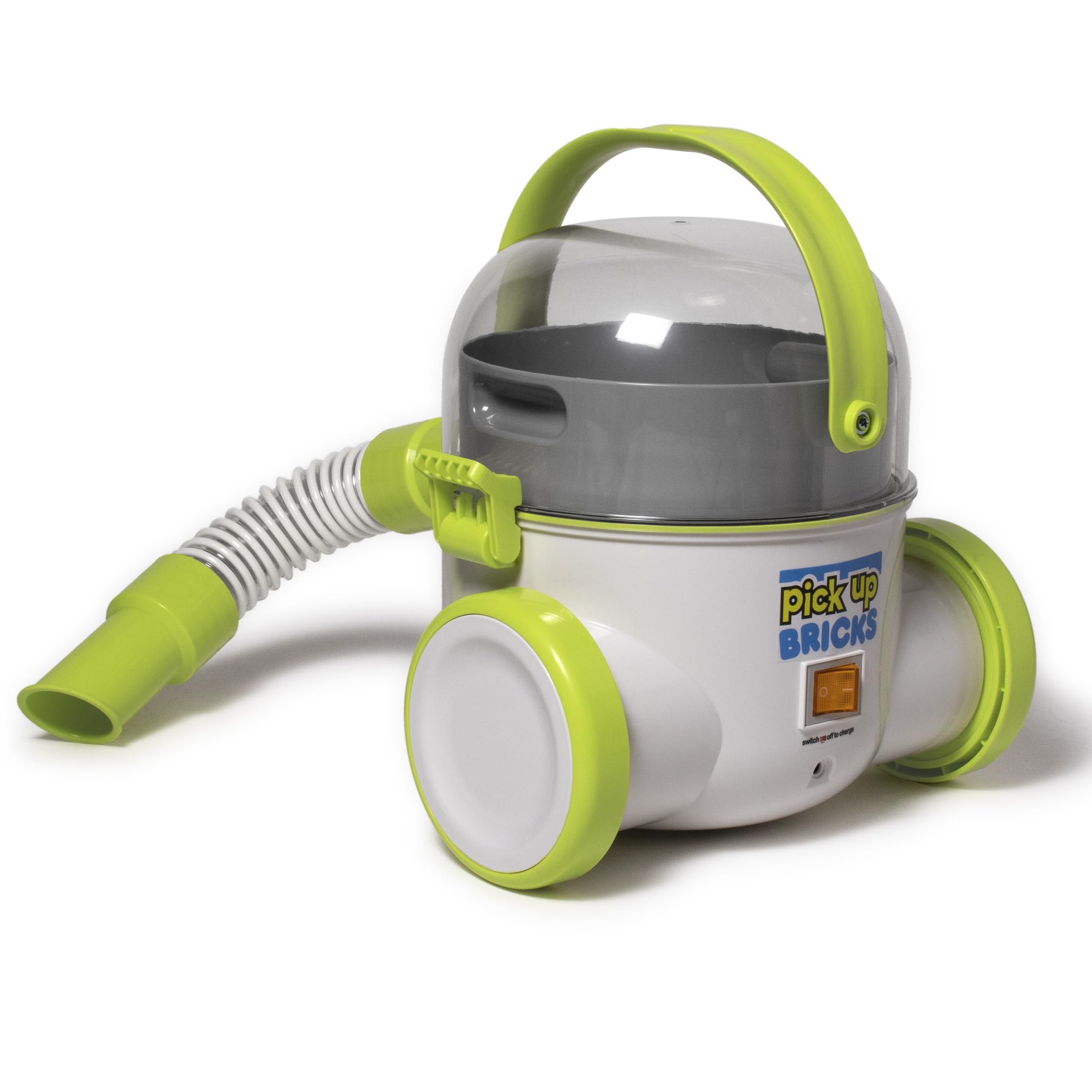 Pick Up Bricks rechargeable battery powers cordless cleaning sessions for kids