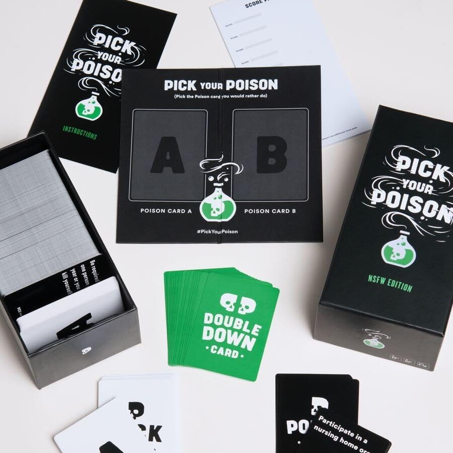Pick Your Poison After Dark game play area ready for social rounds