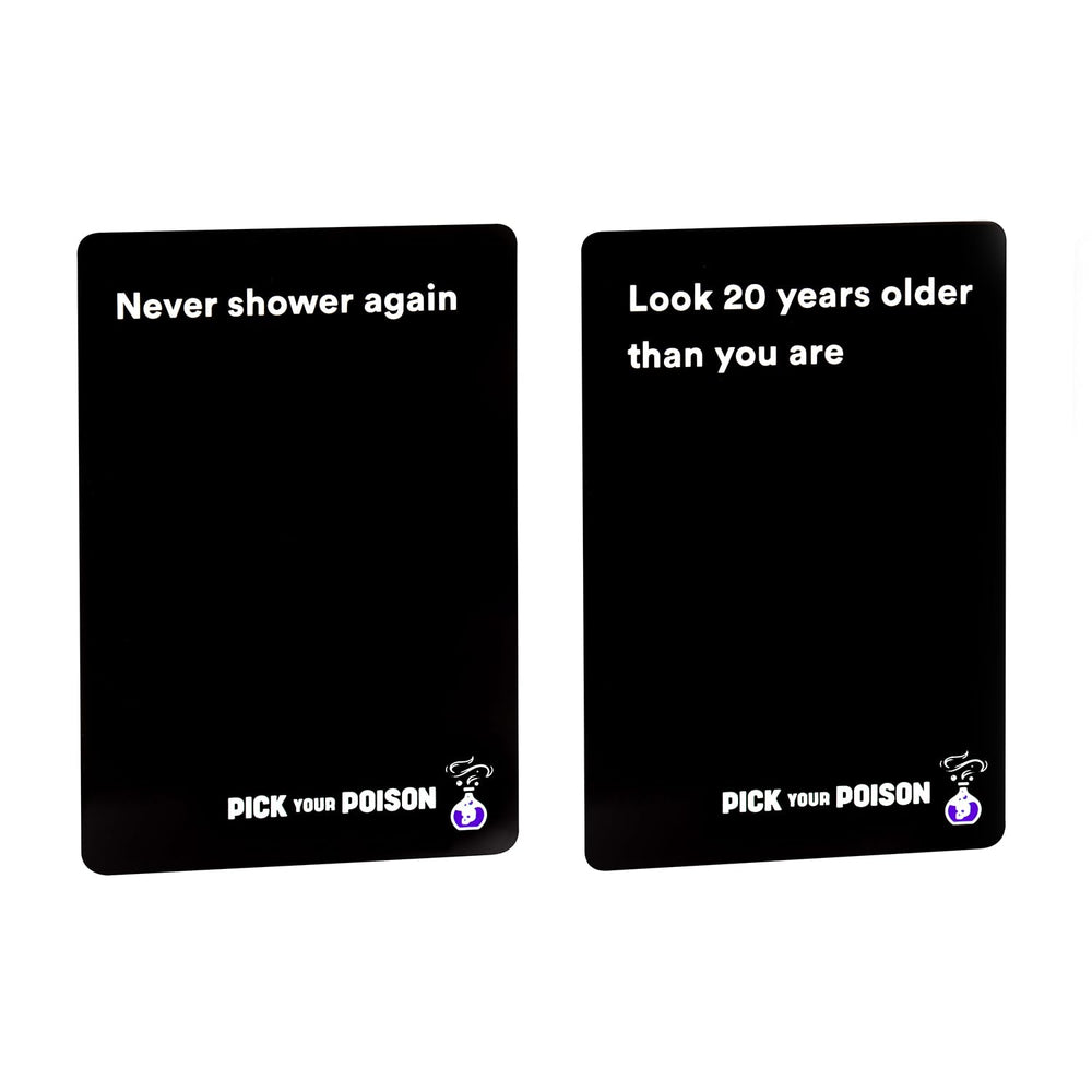 Pick Your Poison age-10-plus cards designed for 3-10 players.