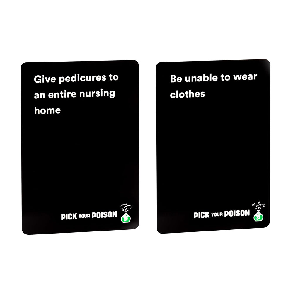 Pick Your Poison game night setup shows friends laughing and enjoying.