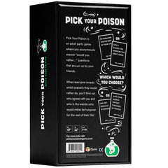 Pick Your Poison gift packaging presents a fun party game for teens and adults.