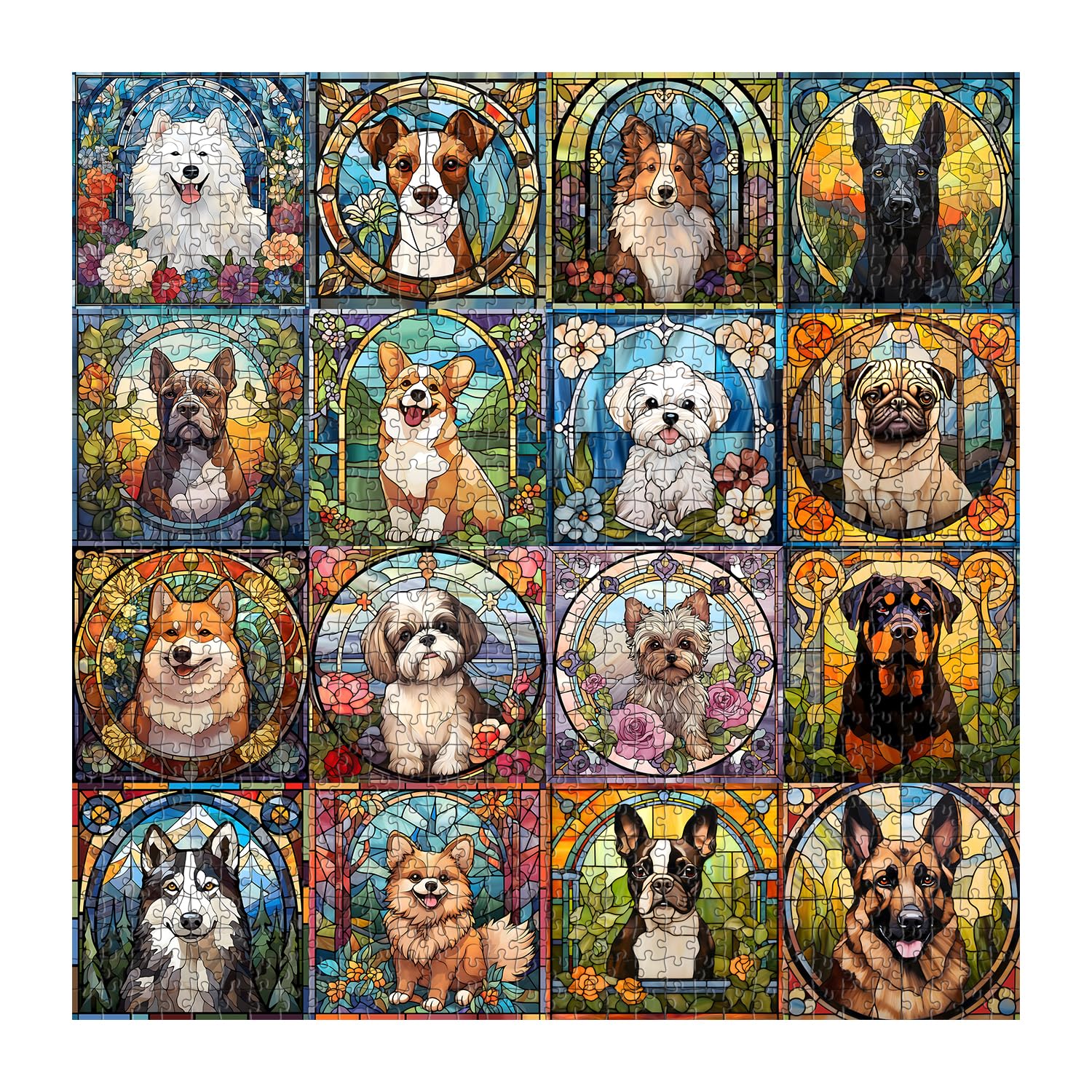 PICKFORU 16-dog-breeds collage puzzle sparks playful family puzzle time