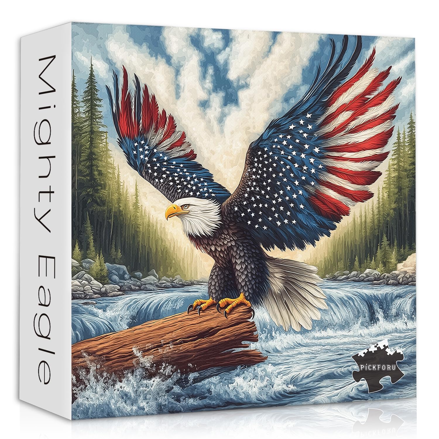 PICKFORU American Flag Eagle Puzzle box – sturdy packaging for quick setup and reference