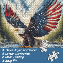 PICKFORU American Flag Eagle Puzzle eagle in flight – detailed focus for mindful solving