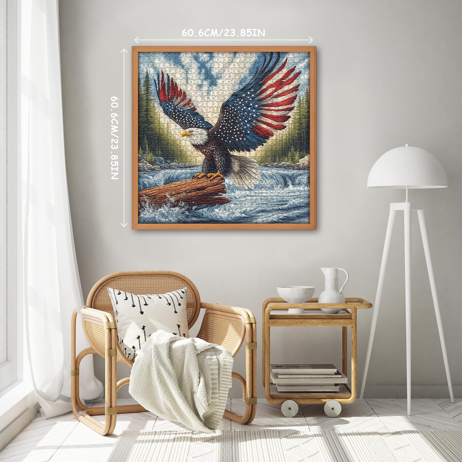 PICKFORU American Flag Eagle Puzzle forest river scene – immersive natural backdrop for relaxing solving
