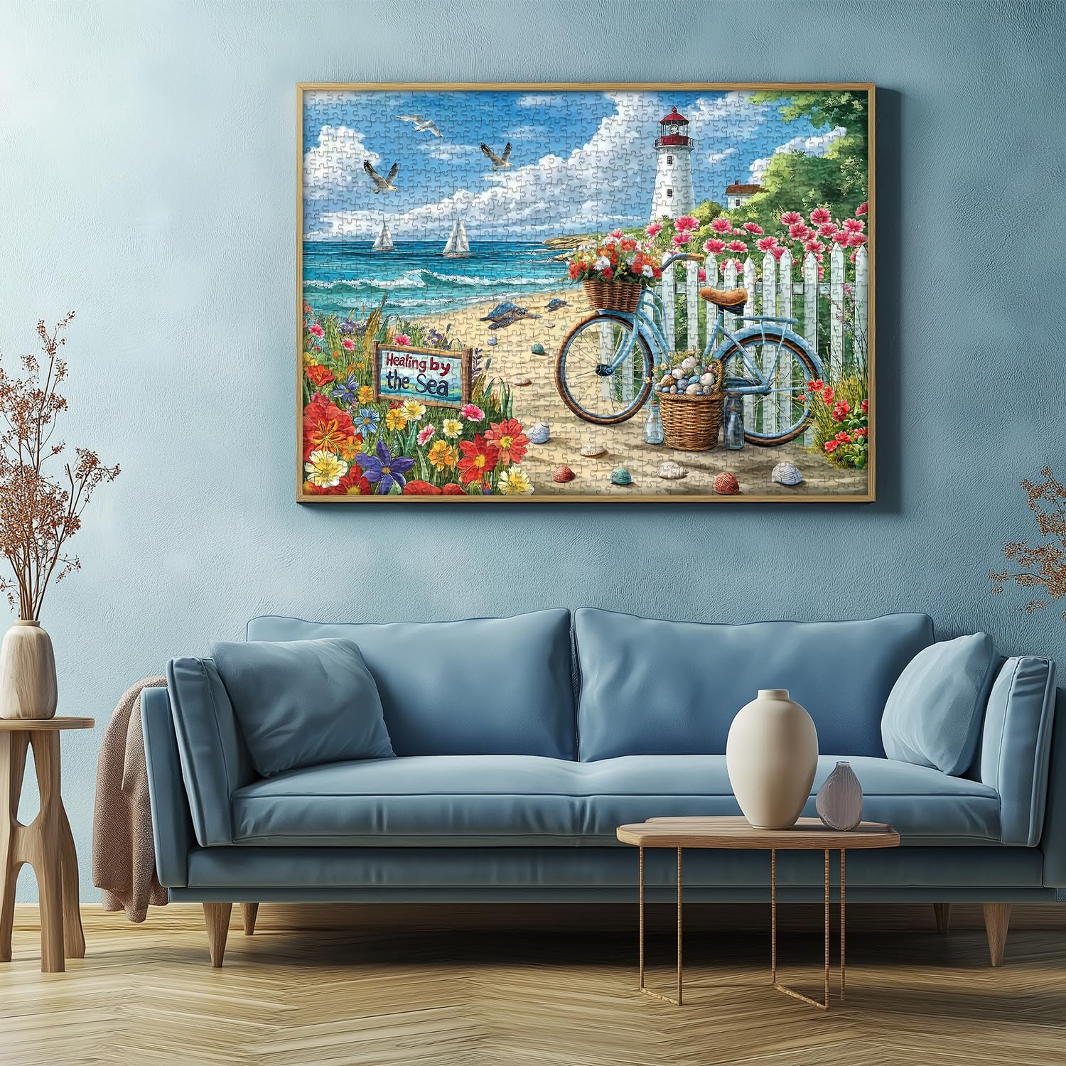 PICKFORU Beach Puzzle sailing boats scene for peaceful evenings.