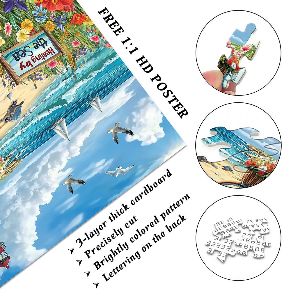 PICKFORU Beach Puzzle sea turtle glide for mindful play.
