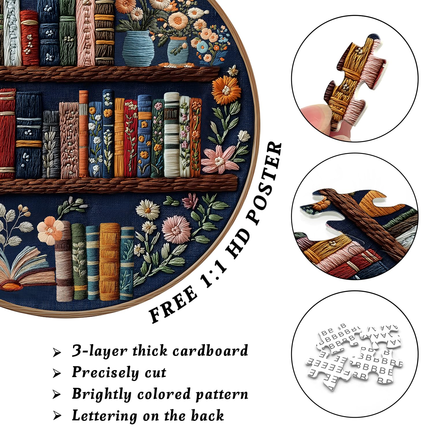 PICKFORU Blooming Bookshelf puzzle uses three-layer cardboard for sturdy construction and snug pieces