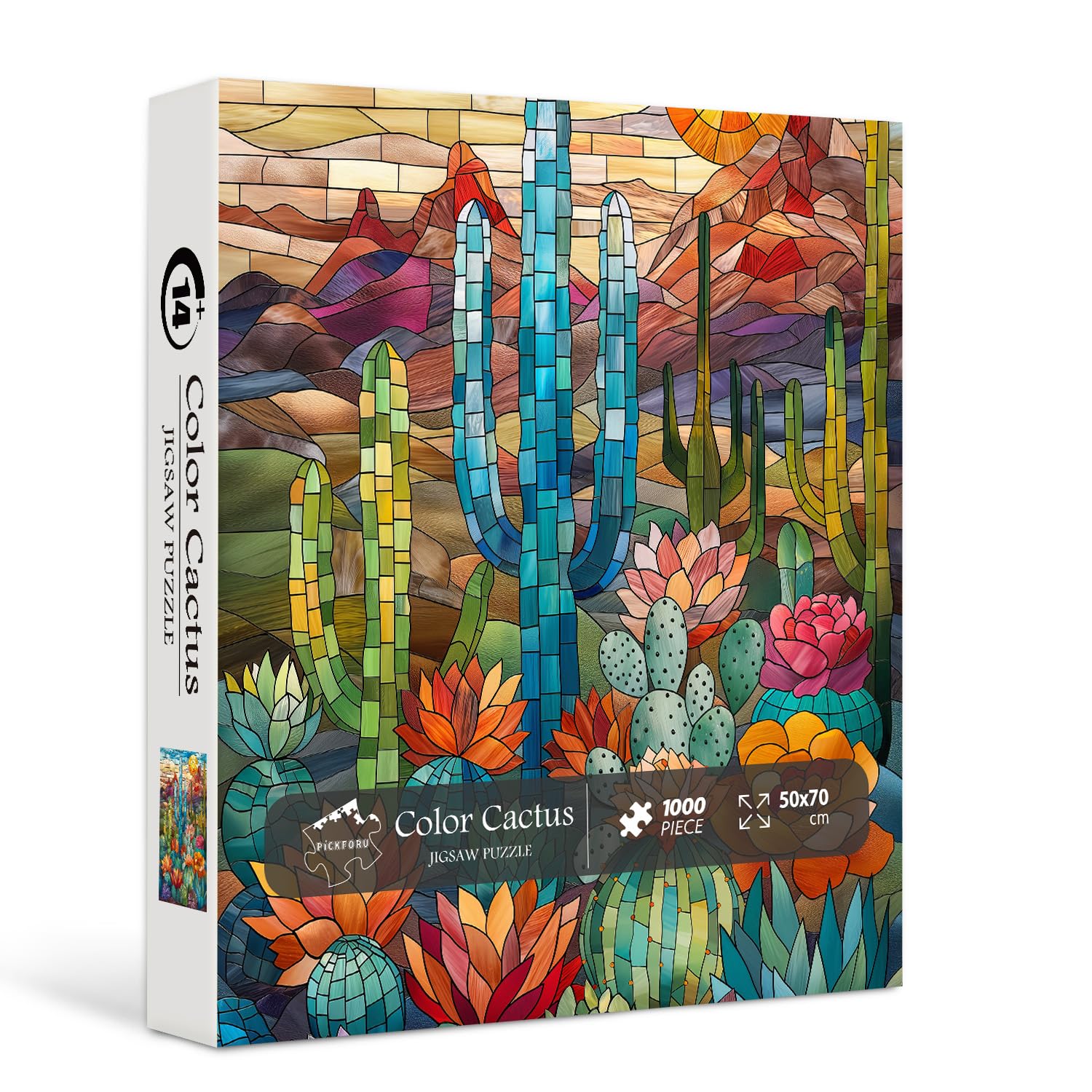 PICKFORU cactus puzzle back with lettered sections for easy assembly guidance