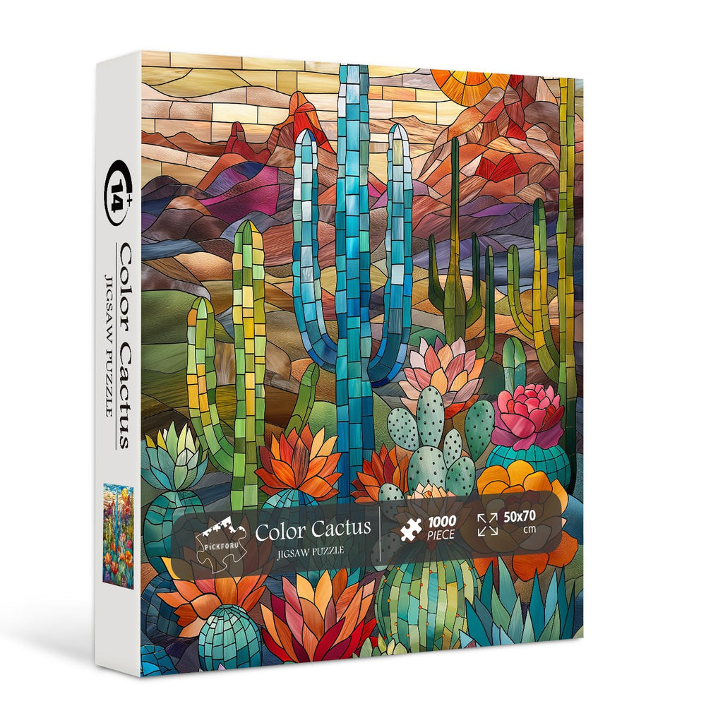 PICKFORU cactus puzzle back with lettered sections for easy assembly guidance