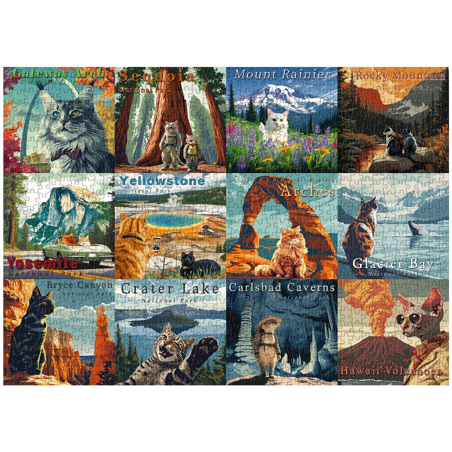 PICKFORU cat puzzle Glacier National Park scene boosts focus and relaxation.