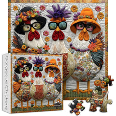 PICKFORU chicks in glasses and flower crowns provide a playful puzzle experience.