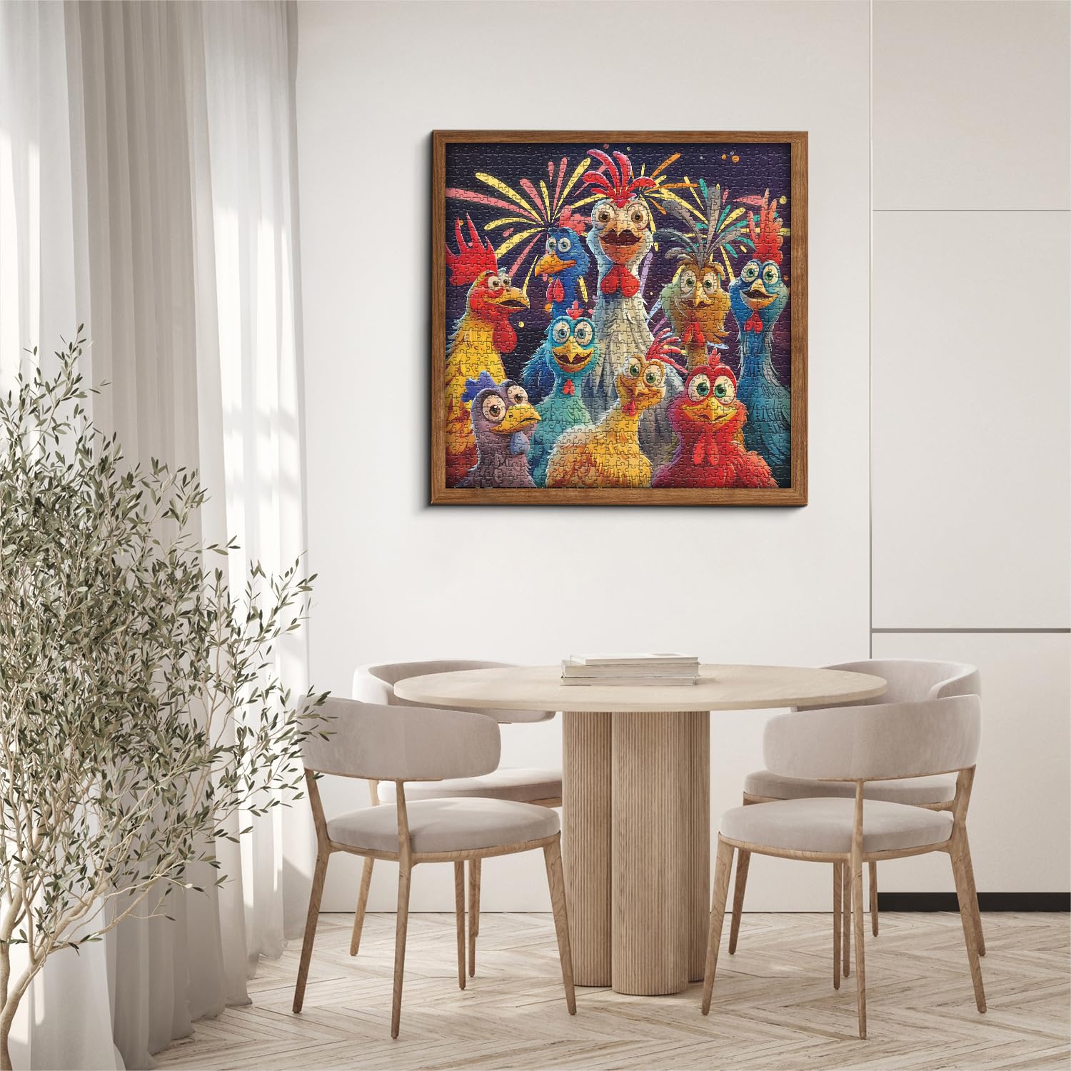 PICKFORU chicken puzzle adds color and whimsy to home decor.
