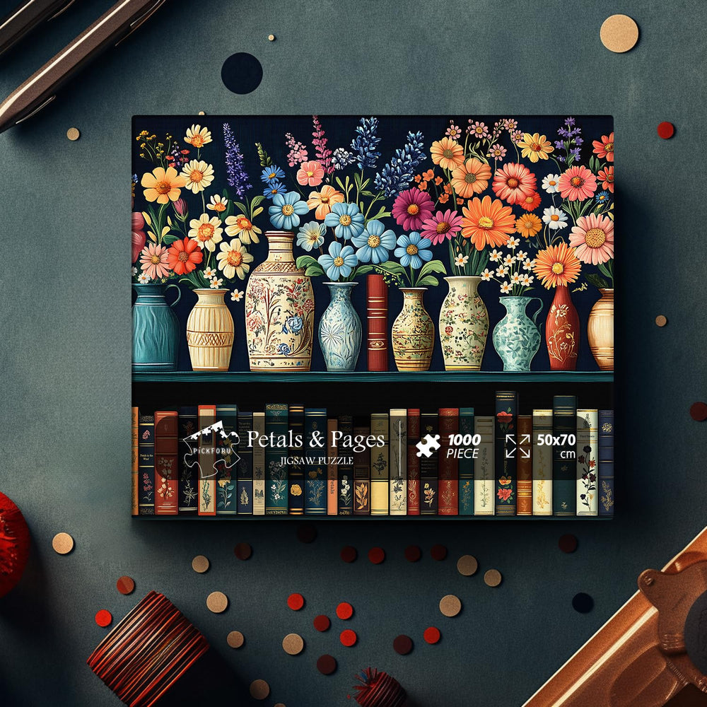 PICKFORU colorful floral artwork pages for a vibrant puzzle scene