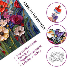 PICKFORU Colorful Flower Puzzle detailed-flowers close-up showing vibrant floral artistry