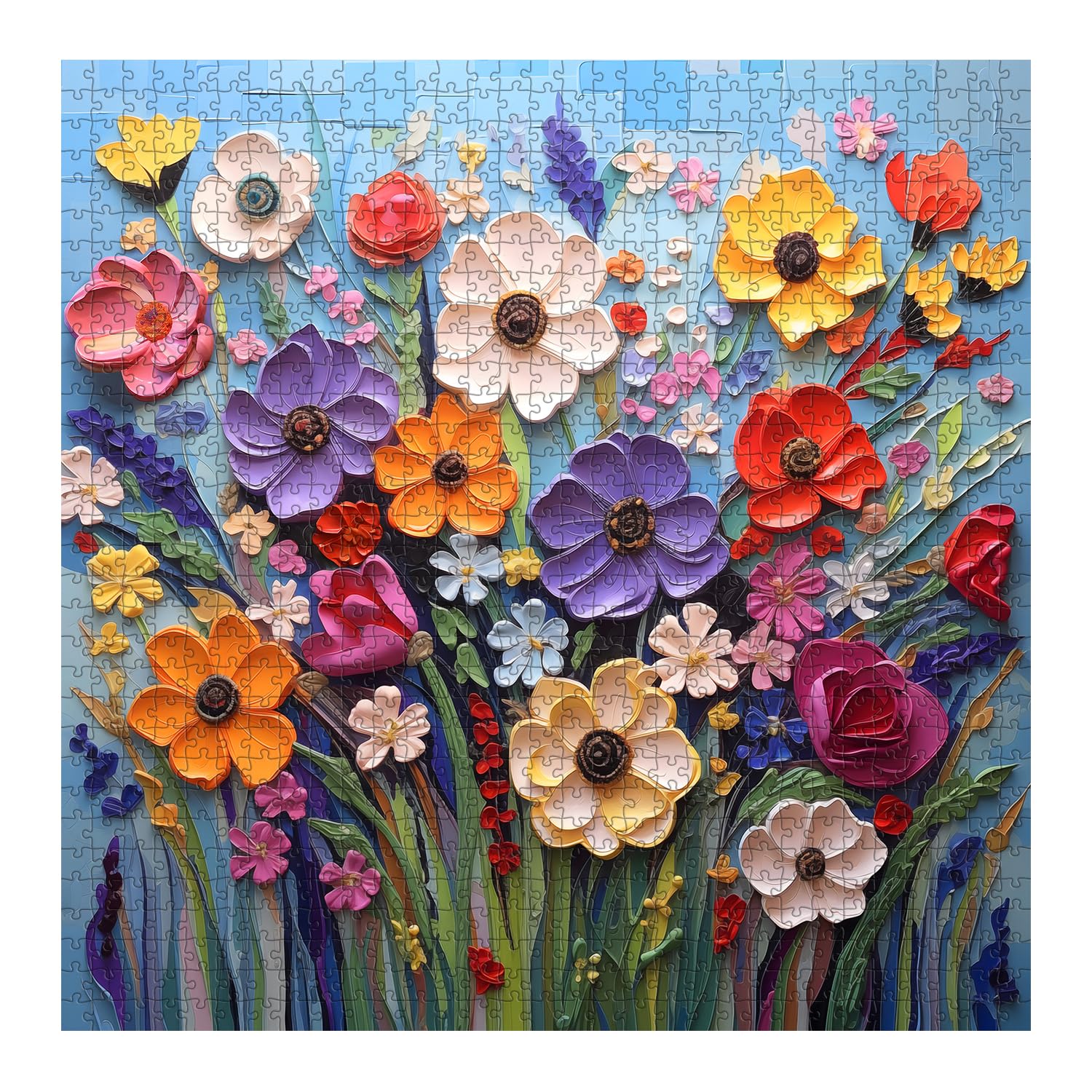 PICKFORU Colorful Flower Puzzle poster image, high resolution artwork ready for framing