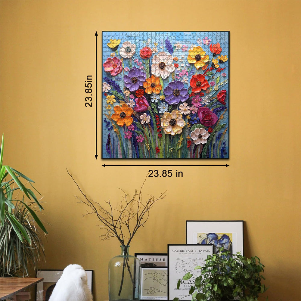 PICKFORU Colorful Flower Puzzle precision-pieces showing snug-fit cuts for assembly