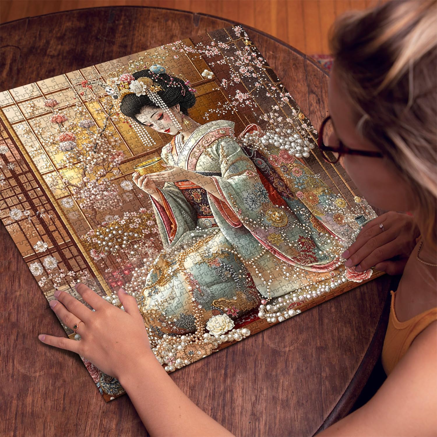 PICKFORU Elegant Geisha Puzzle back-letters view guides assembly with simple letter regions