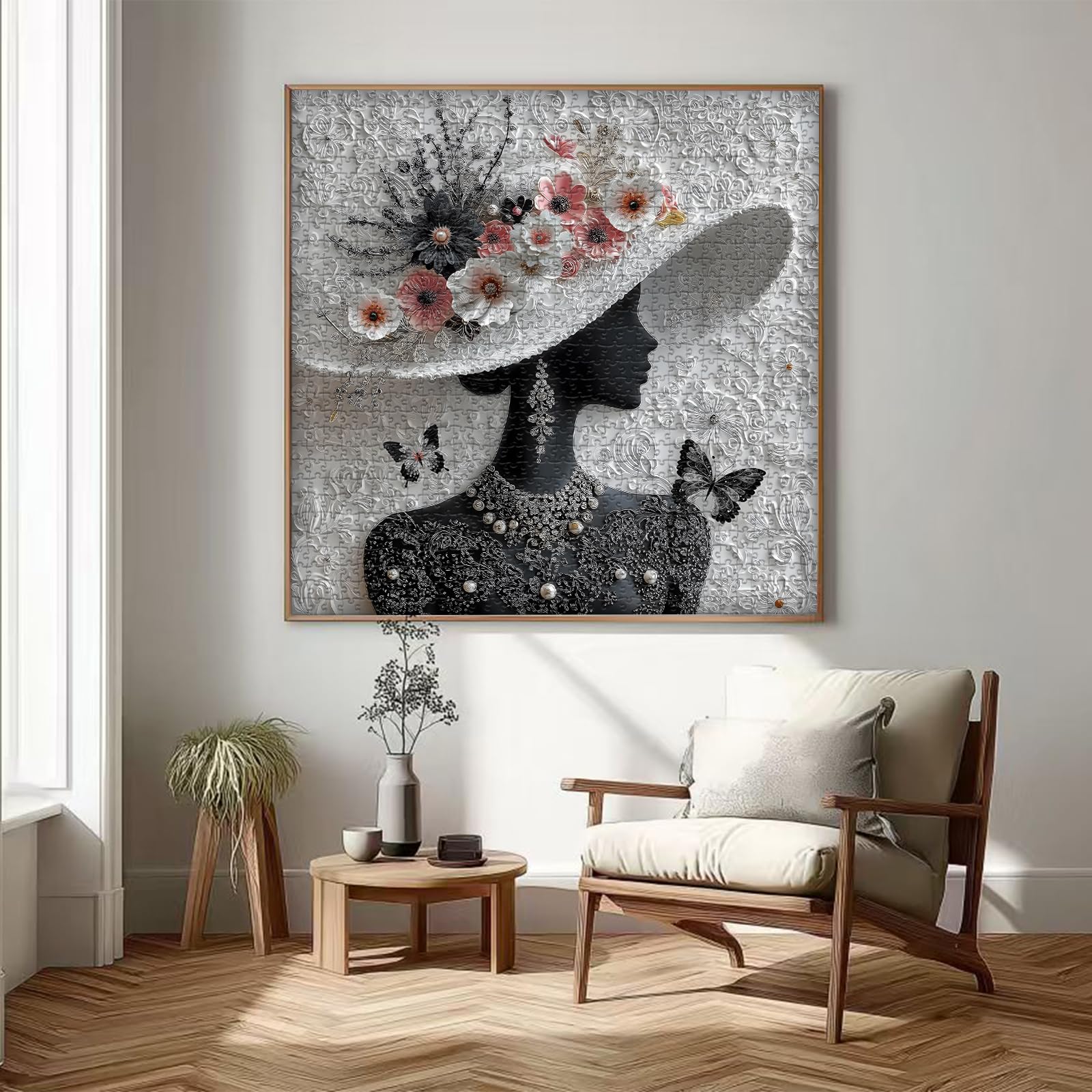 PICKFORU Floral Muse Puzzle 60.6 cm square image suits wall display.